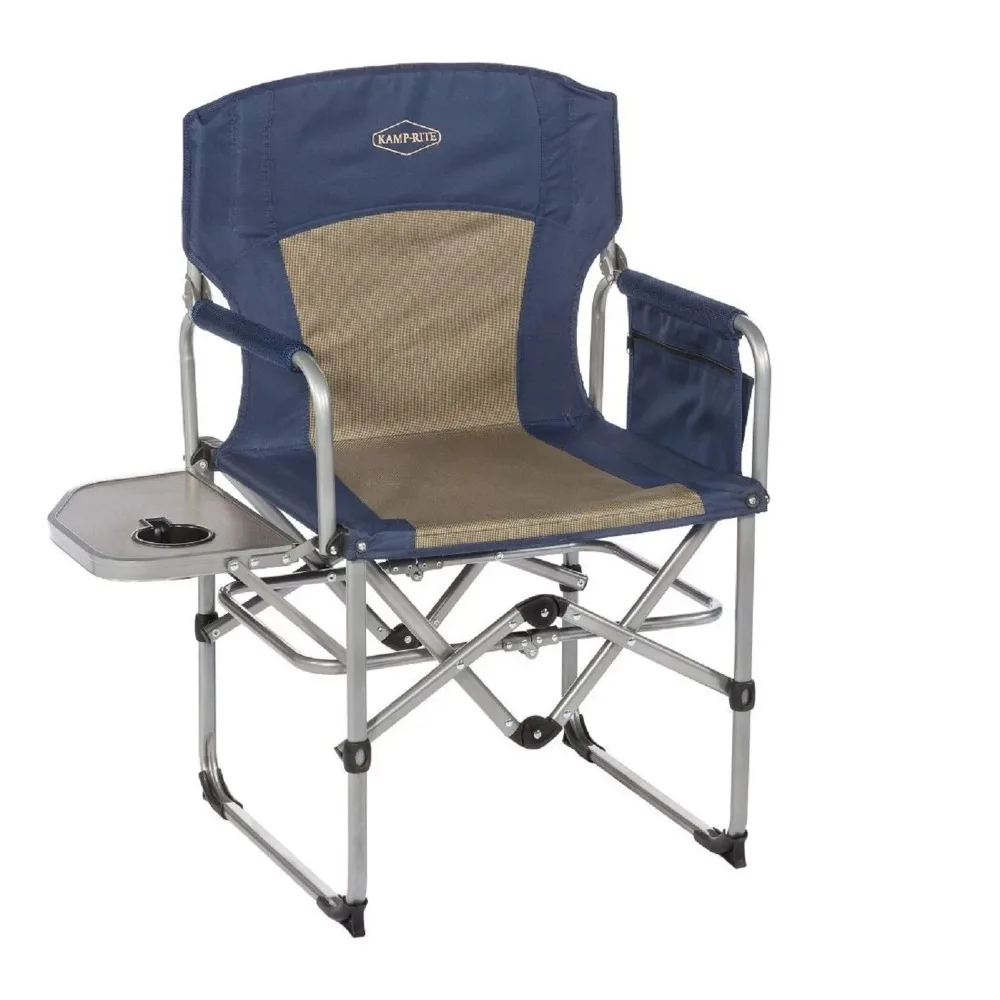 Portable Compact-Fold Director's Chair w/ Side Table & Cup Holder, 225 LB Capacity, Blue
Portable Compact-Fold Director's Chair w/ Side Table & Cup Holder, 225 LB Capacity, Blue