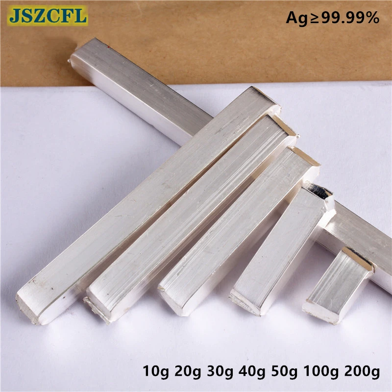 Ag≥99.99% Pure Metal Silver bar silver scrap material 9999 Ag Ingot 10g - 200g Investment silver bullion DIY jewelry Processing
Ag≥99.99% Pure Metal Silver bar silver scrap material 9999 Ag Ingot 10g - 200g Investment silver bullion DIY jewelry Processing