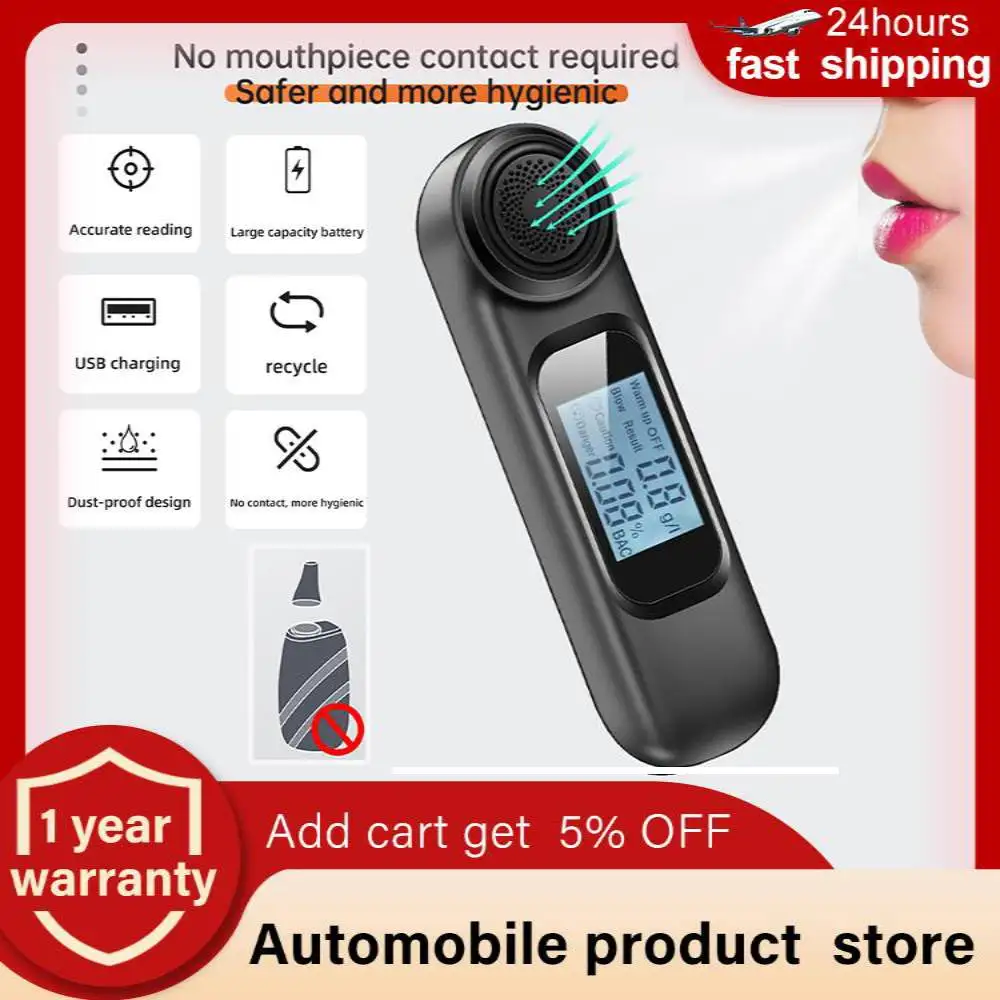 Non-Contact High-Precision Alcohol Tester Portable USB Rechargeable Breath Tester Breathalyzer Analyzer With Digital LCD Screen
Non-Contact High-Precision Alcohol Tester Portable USB Rechargeable Breath Tester Breathalyzer Analyzer With Digital LCD Screen