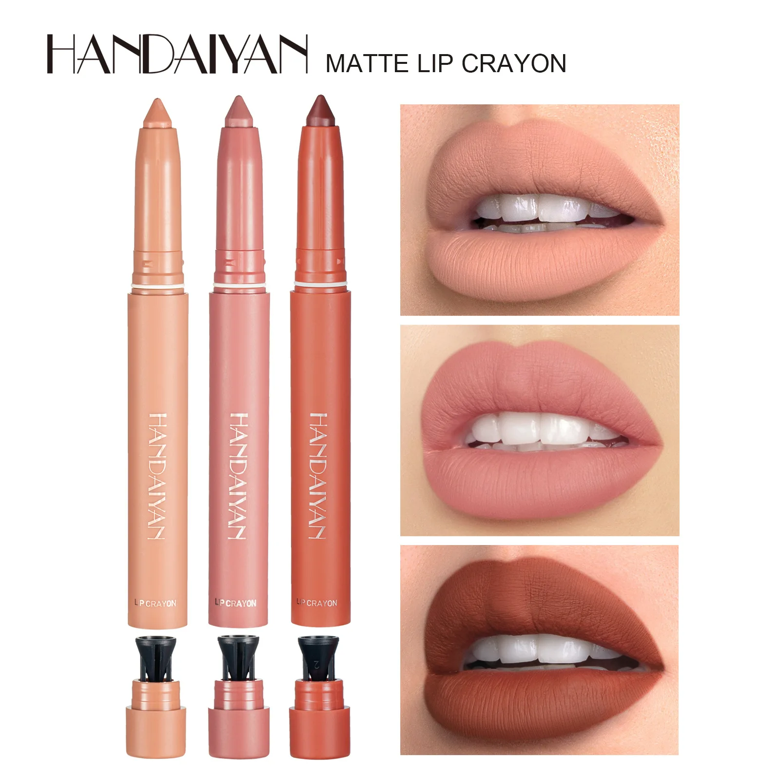 

Matte Nude Lipstick Lip Liner 2 in 1 Long Wearing Waterproof Lip Ink Crayon Built-in Sharpener Professional Makeup for Women