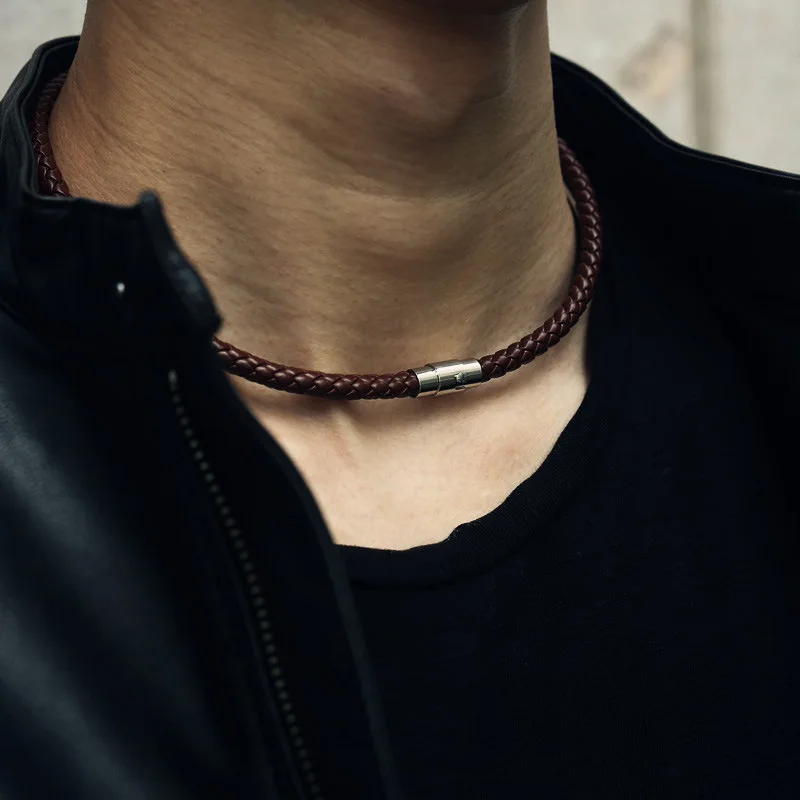 Trendy Couple Necklace Vintage Leather Braided Lanyard Pendants Magnet Buckle Personality Punk Fashion Jewelry Mens Necklace
Trendy Couple Necklace Vintage Leather Braided Lanyard Pendants Magnet Buckle Personality Punk Fashion Jewelry Mens Necklace
