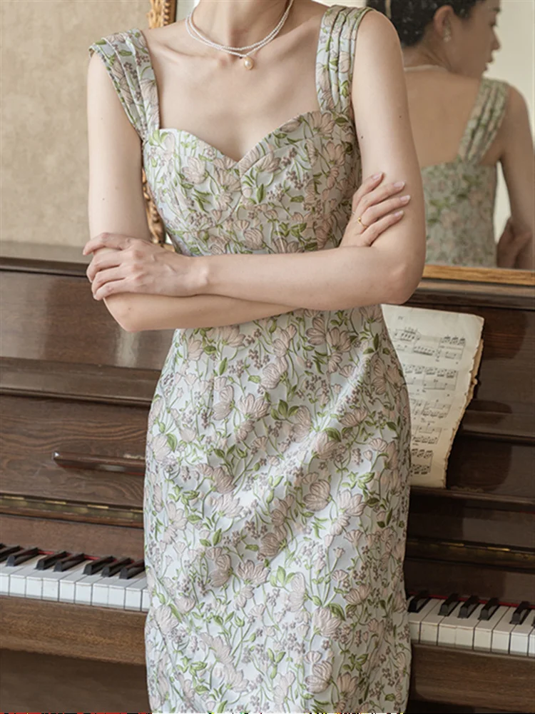 Suspender Vintage Printing Sleeveless Lace Summer French Backless Clothing Sheath A-line Floral Dress Women
Suspender Vintage Printing Sleeveless Lace Summer French Backless Clothing Sheath A-line Floral Dress Women