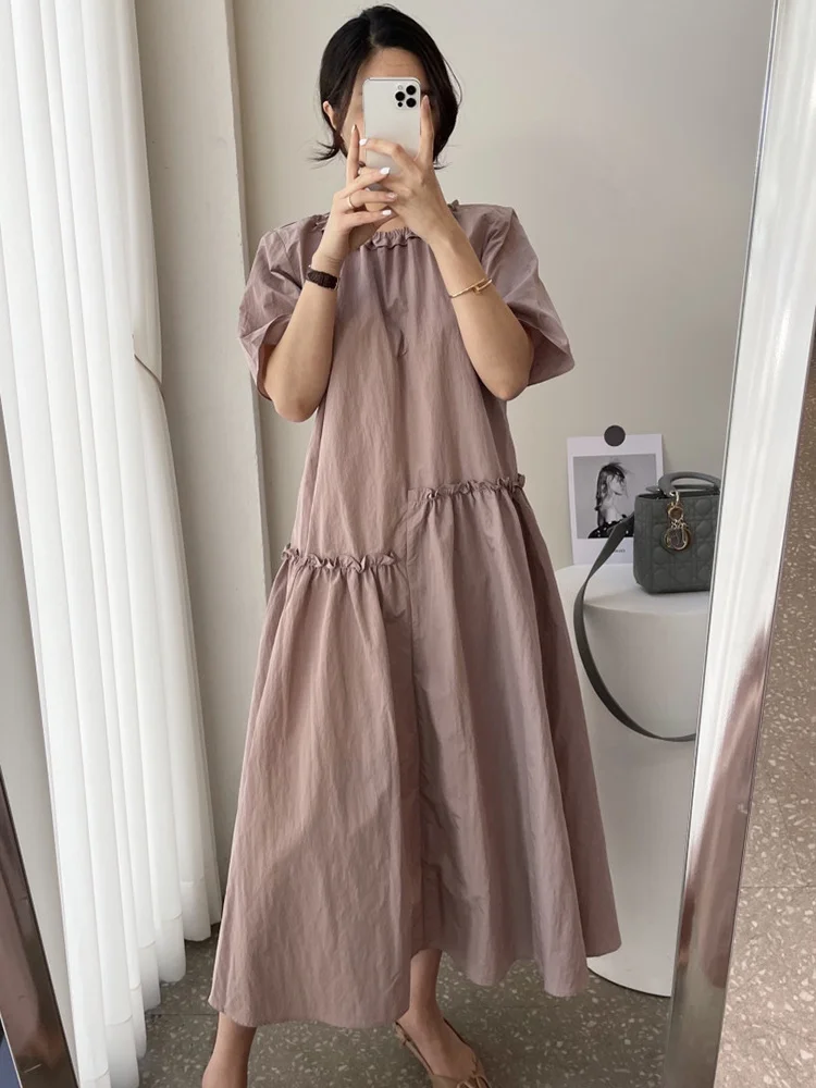Straight Dress For Women Round Neck Short Sleeve Irregular Folds One Size Casual Dresses Female 2022 Spring Clothes New N759
Straight Dress For Women Round Neck Short Sleeve Irregular Folds One Size Casual Dresses Female 2022 Spring Clothes New N759