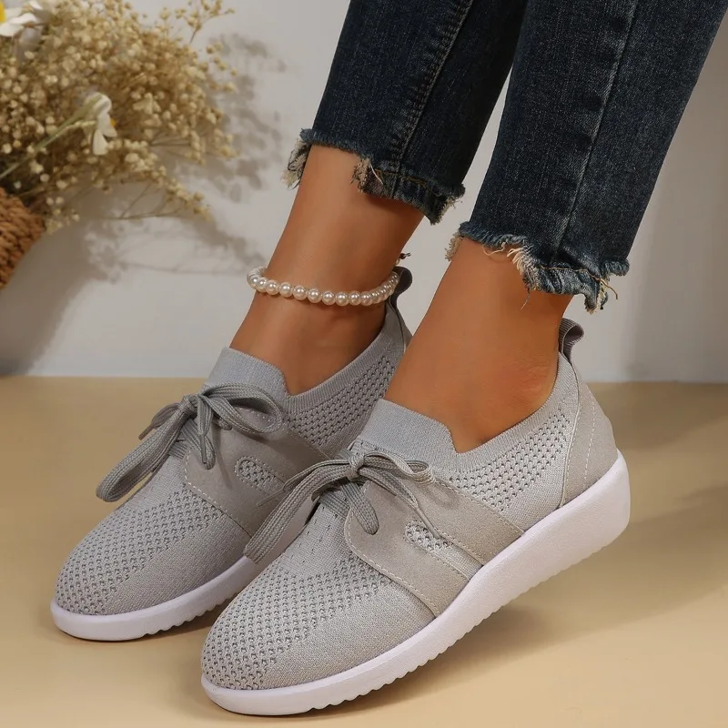 Mesh Breathable Tennis Shoes Women's Solid Color Lace Up Thick Bottom Sneakers Lightweight Casual Flats Zapatillas De Mujer
Mesh Breathable Tennis Shoes Women's Solid Color Lace Up Thick Bottom Sneakers Lightweight Casual Flats Zapatillas De Mujer