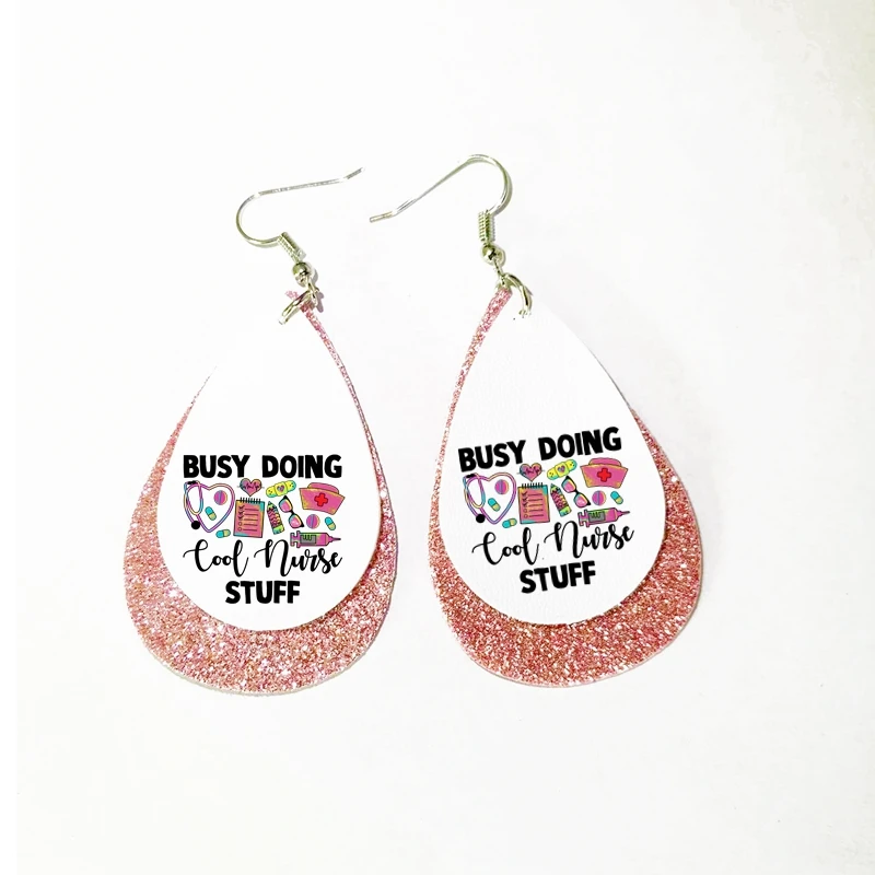 Wholesale Fashion Pink Glitter Two Layers Busy Doing Cool Nurse Stuff Earrings Faux Leather Teardrop Earrings
Wholesale Fashion Pink Glitter Two Layers Busy Doing Cool Nurse Stuff Earrings Faux Leather Teardrop Earrings