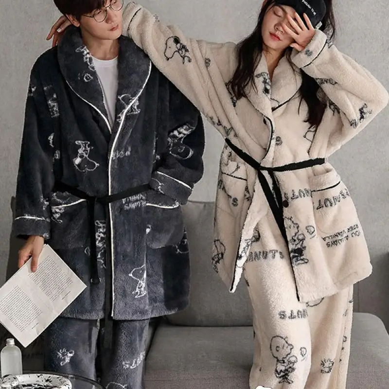 2022 New Japanese Snoopy Cartoon Plush Couples Pajamas Kawaii Anime Female Long-Sleeved Coral Fleece Home Wear Two-Piece Suit
2022 New Japanese Snoopy Cartoon Plush Couples Pajamas Kawaii Anime Female Long-Sleeved Coral Fleece Home Wear Two-Piece Suit