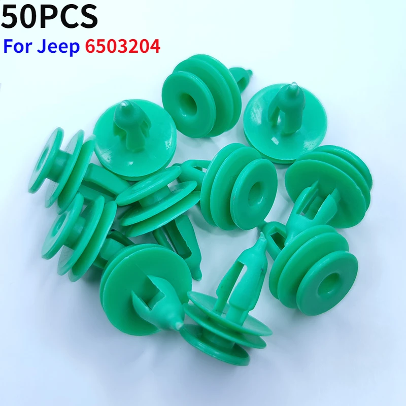 

50Pcs Car Door Panel Trim Fasteners Plastic Green Clips for Chrysler WJ For Jeep Grand Cherokee Auto Fastener Clips 6503204