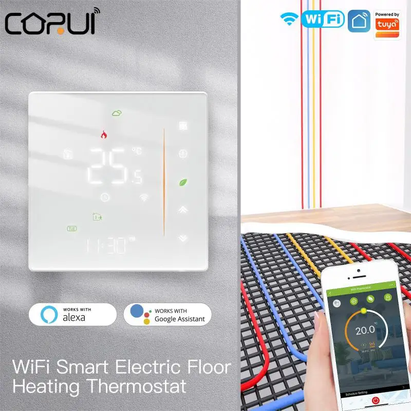 CORUI Tuya Wireless Thermostat WIFI Temperature Controller For Gas Boiler And Room Floor Heating Work With Google Home Alexa
CORUI Tuya Wireless Thermostat WIFI Temperature Controller For Gas Boiler And Room Floor Heating Work With Google Home Alexa
