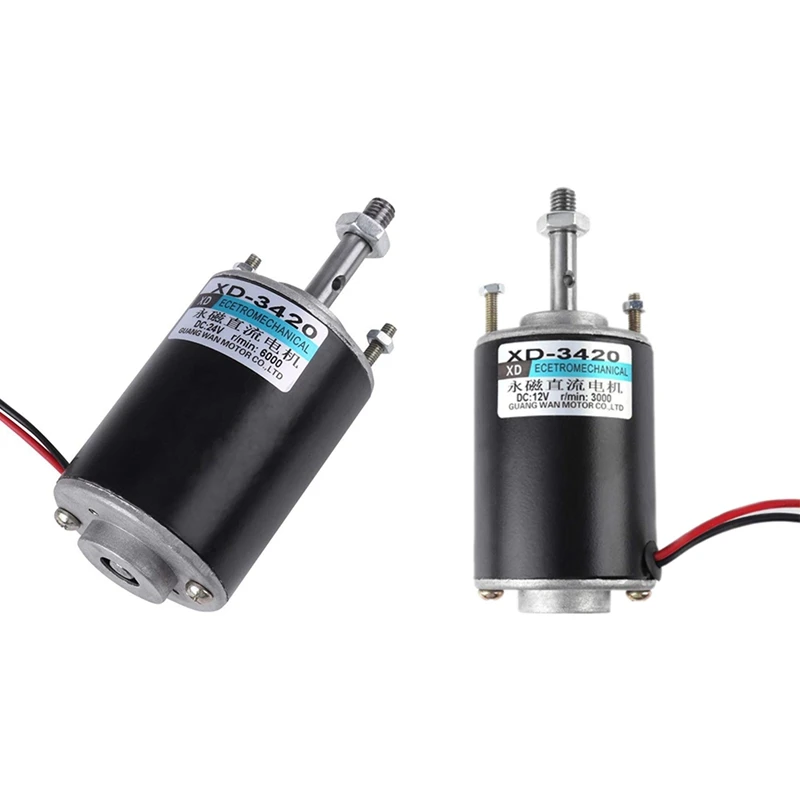 

2Pcs Xd-3420 30W High Speed Cw/Ccw Permanent Magnet Dc Motor For Diy Generator - Dc 24V 6000Rpm & Dc 12V 3000Rpm