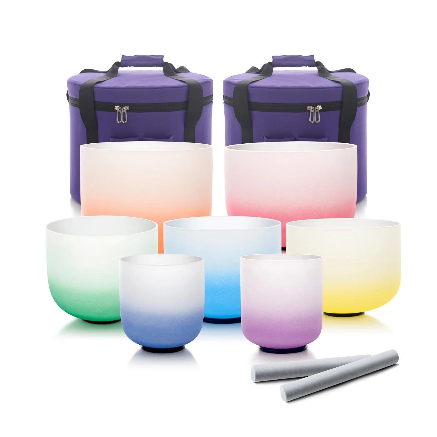 Hye-eun 6-12 Inch 7pcs CDEFGAB Note Color Aria Gradient Design Frosted Quartz Crystal Singing Bowl Chakra Set with Carrying Case
Hye-eun 6-12 Inch 7pcs CDEFGAB Note Color Aria Gradient Design Frosted Quartz Crystal Singing Bowl Chakra Set with Carrying Case