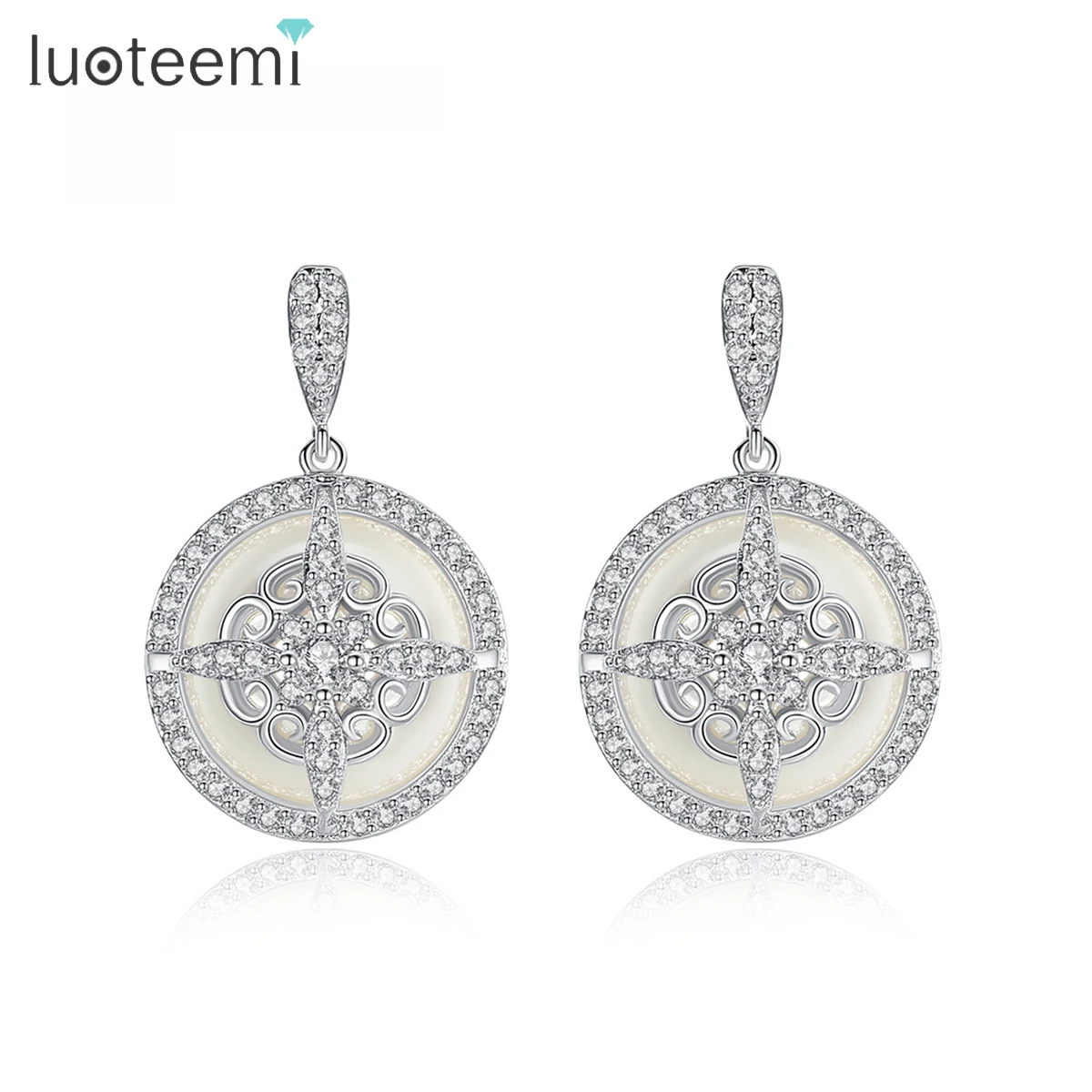 

LUOTEEMI Vintage Unique Design Earrings Big Round Imitation Pearl Dangle Earrings For Women Trendy Luxury Bridal Accessories