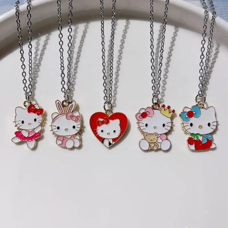 Новое ожерелье из сплава Sanrio милый кулон в стиле аниме HelloKittys для девочек
