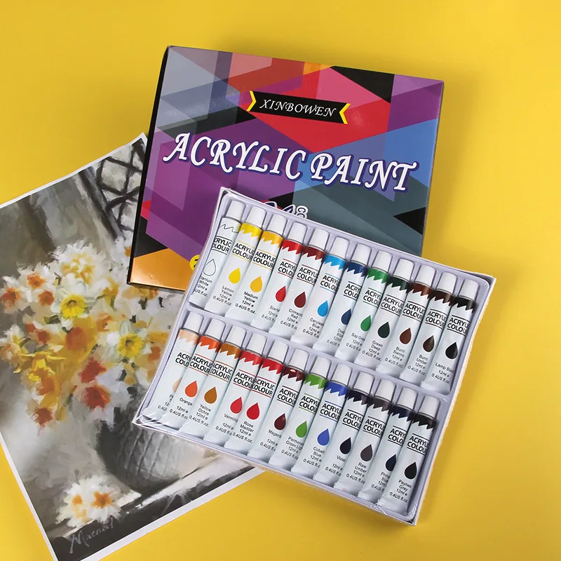 New 12ml Hand-painted Graffiti Acrylic Paint Set 24-color Wall Painting Waterproof Painting Acrylic Paint Set Watercolor
New 12ml Hand-painted Graffiti Acrylic Paint Set 24-color Wall Painting Waterproof Painting Acrylic Paint Set Watercolor