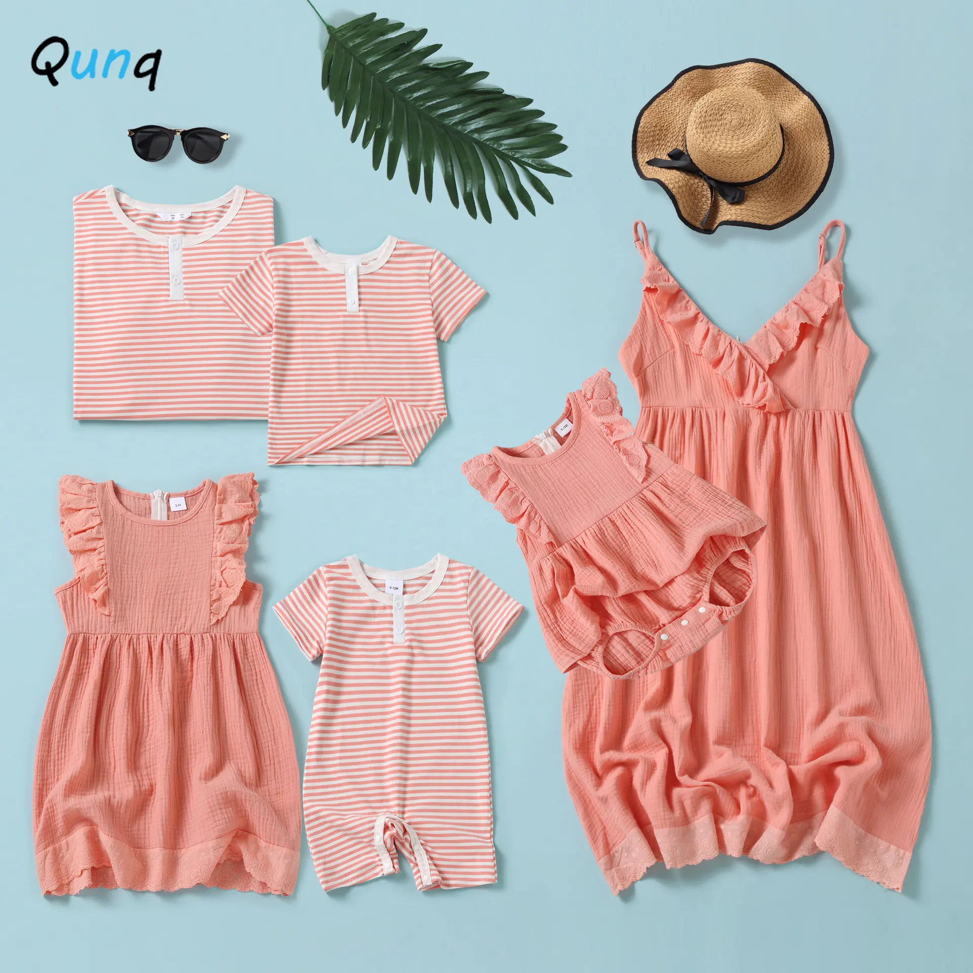 Qunq 2022 New Europe and America Style Parent-child Outfit Women's Solid Dress And Men's Striped T-shirt Matching Family Outfits
Qunq 2022 New Europe and America Style Parent-child Outfit Women's Solid Dress And Men's Striped T-shirt Matching Family Outfits
