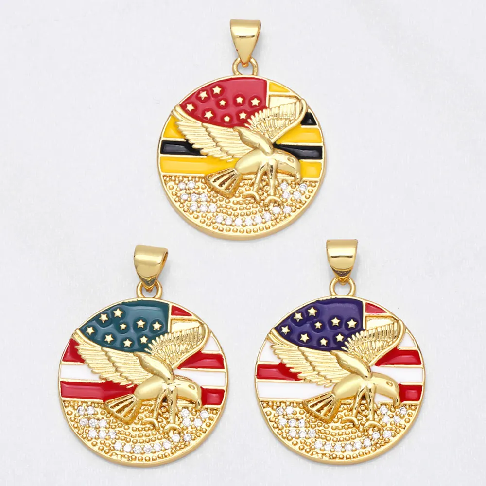 OCESRIO Round Eagle Coin Pendant for Necklace Gold Plated CZ National Flag Pendant for Jewelry Making Supplies Wholesale pdta759
OCESRIO Round Eagle Coin Pendant for Necklace Gold Plated CZ National Flag Pendant for Jewelry Making Supplies Wholesale pdta759