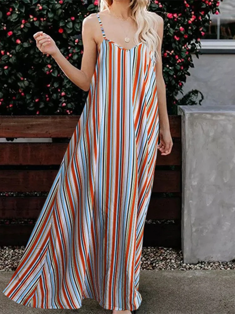 Casual Sling Summer Beach Loose Long Dress Women Sexy Sleeveless Backless Party Dress Retro Striped Fashion Dresses 2022 Vestido
Casual Sling Summer Beach Loose Long Dress Women Sexy Sleeveless Backless Party Dress Retro Striped Fashion Dresses 2022 Vestido