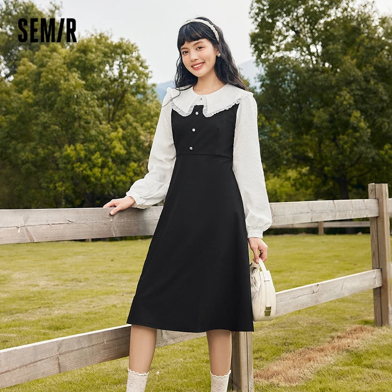 Semir Dress Women Black And White Stitching 2022 Autumn New Contrast Color Midi Dress Gentle Style
Semir Dress Women Black And White Stitching 2022 Autumn New Contrast Color Midi Dress Gentle Style