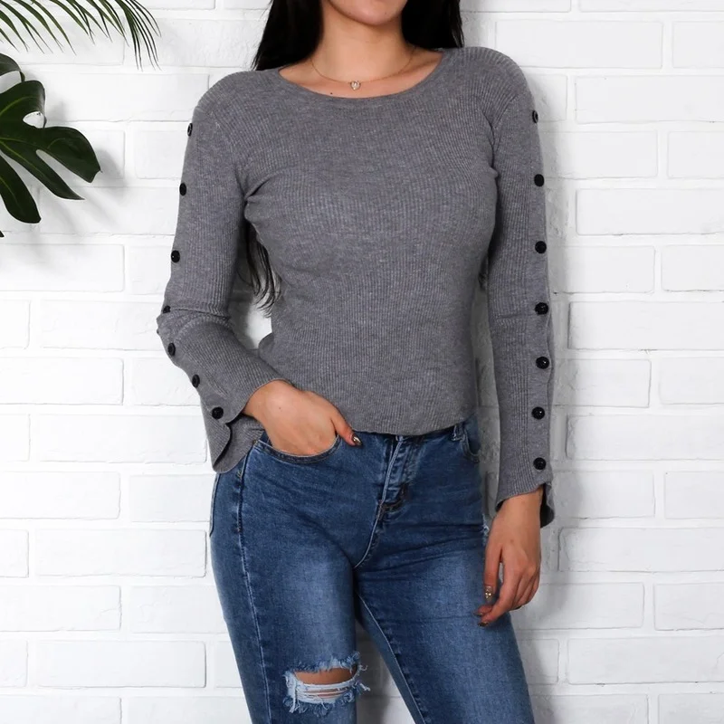 Button Flare Long Sleeve Sweater Women 2018 Fashion Knitted Sweaters And Pullovers Women Basic Jumpers Streetwear Black White
Button Flare Long Sleeve Sweater Women 2018 Fashion Knitted Sweaters And Pullovers Women Basic Jumpers Streetwear Black White