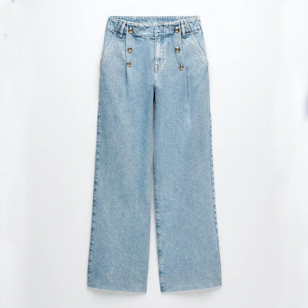 PB & ZA2022 Spring/Summer New women's clothing fashion temperament all-match casual row buckle high waist long wide leg jeans
PB & ZA2022 Spring/Summer New women's clothing fashion temperament all-match casual row buckle high waist long wide leg jeans