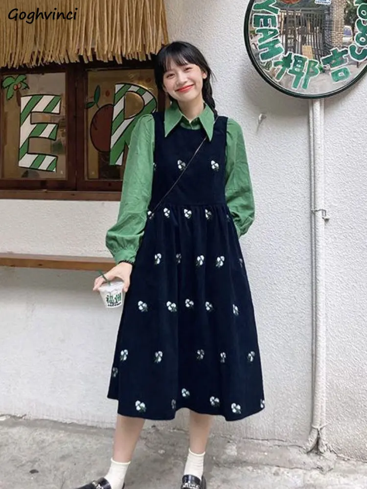 2pcs Sets Women Loose Green Long Sleeve Shirts Vintage Printed Strap Midi Dress Girls Lovely Spring New Arrivals Fashion Outfits
2pcs Sets Women Loose Green Long Sleeve Shirts Vintage Printed Strap Midi Dress Girls Lovely Spring New Arrivals Fashion Outfits