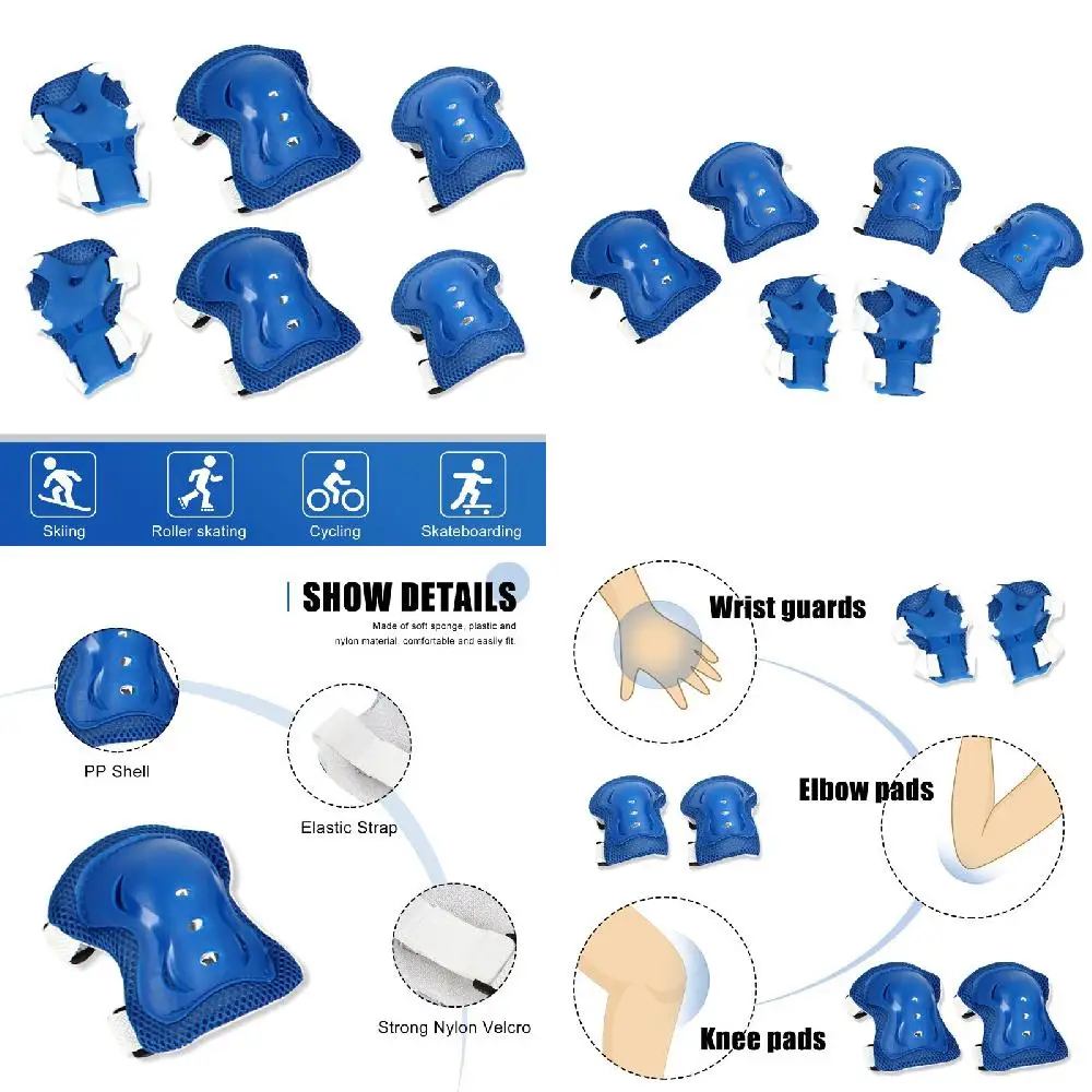 Fashionable White and Blue Skate Safety Protective Pads for Knee, Elbow, and Hand Support and Guard, 128-156 Characters.
Fashionable White and Blue Skate Safety Protective Pads for Knee, Elbow, and Hand Support and Guard, 128-156 Characters.