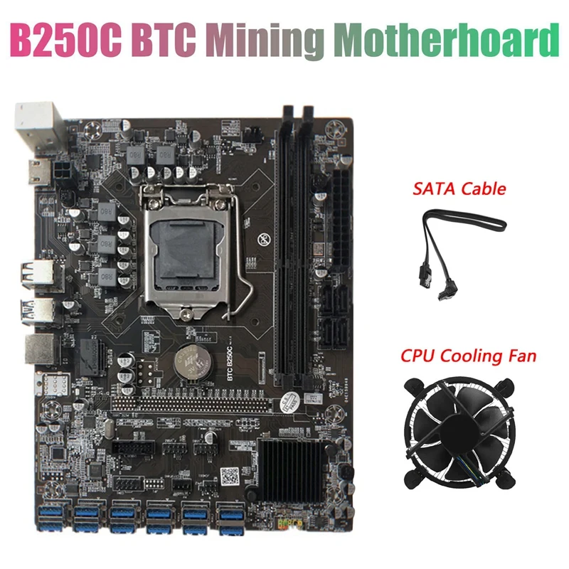 AU42 -B250C BTC Mining Motherboard with SATA Cable+Fan 12XPCIE to USB3.0 Graphics Card Slot LGA1151 Supports DDR4 DIMM RAM
AU42 -B250C BTC Mining Motherboard with SATA Cable+Fan 12XPCIE to USB3.0 Graphics Card Slot LGA1151 Supports DDR4 DIMM RAM
