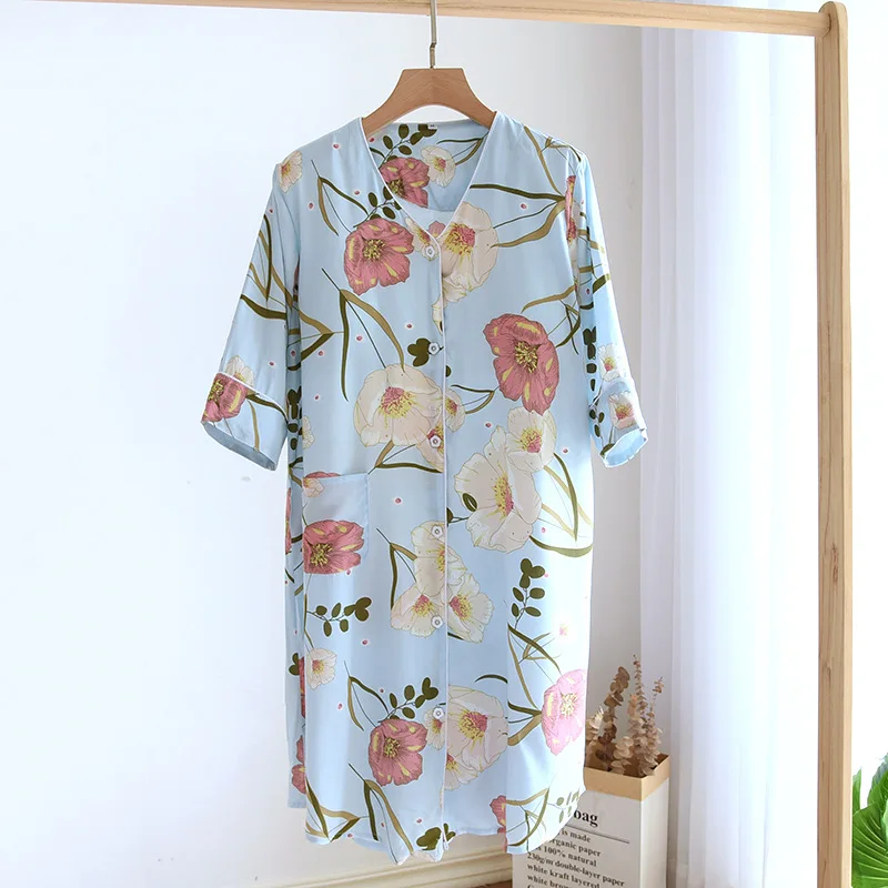 Women's Print Floral Sleepshirts Summer Sexy V-Neck Nightgown Casual Thin Nightdress M-XL Loose Travel Knee-Length Home Skirts
Women's Print Floral Sleepshirts Summer Sexy V-Neck Nightgown Casual Thin Nightdress M-XL Loose Travel Knee-Length Home Skirts