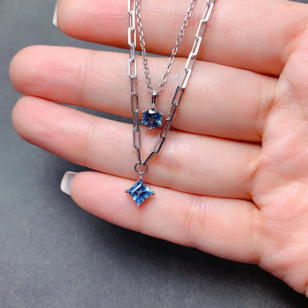 Natural Topaz Necklace, 925 silver certified, pure London blue, women's boutique luxury free shipping products
Natural Topaz Necklace, 925 silver certified, pure London blue, women's boutique luxury free shipping products