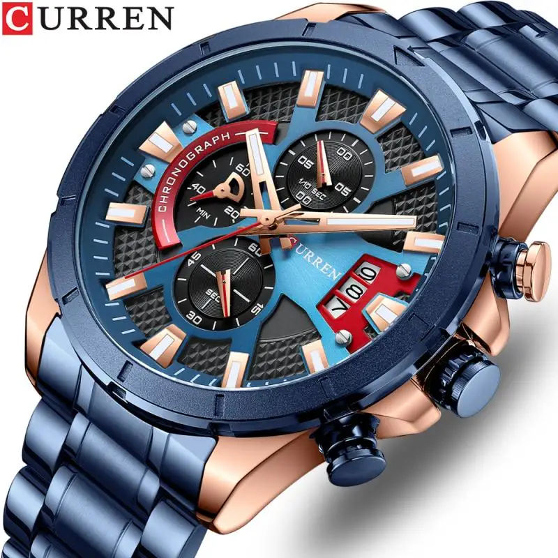 CURREN Male Casual Quartz Chronograph Watches Fashion Luminous Clock Stainless Steel Band Wristwatches for Men
CURREN Male Casual Quartz Chronograph Watches Fashion Luminous Clock Stainless Steel Band Wristwatches for Men