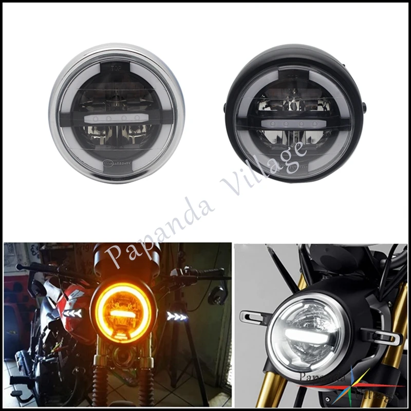 Motorcycle Headlight 6.5'' Round 12V LED Headlamp Assembly For Bobber Cafe Racer Chopper Retro Daytime Running light w/ Bracket 
Motorcycle Headlight 6.5'' Round 12V LED Headlamp Assembly For Bobber Cafe Racer Chopper Retro Daytime Running light w/ Bracket