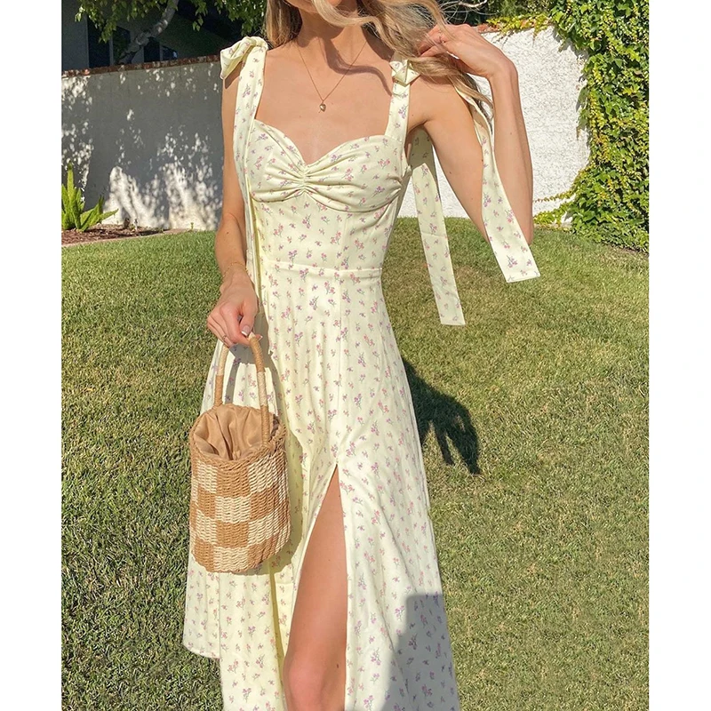Sexy Floral Print Dress Women Square Collar Sleeveless Backless Slim Dresses Women 2022 Summer High Split Elegant Dress Female
Sexy Floral Print Dress Women Square Collar Sleeveless Backless Slim Dresses Women 2022 Summer High Split Elegant Dress Female