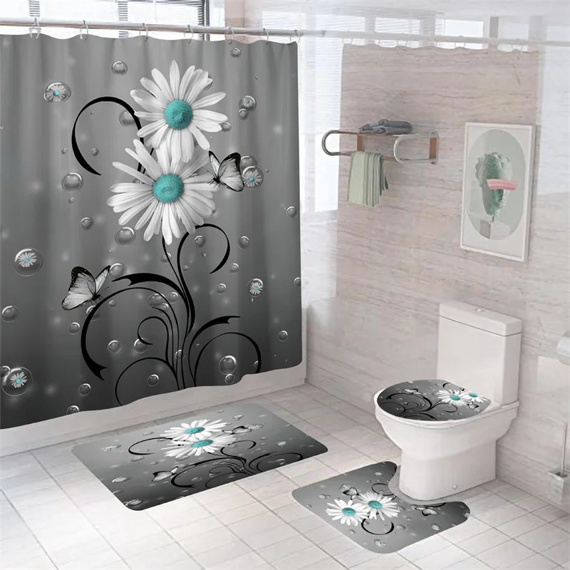 Daisy Flowers Bath Curtain Waterproof Bath Mat Set High Quality Shower Curtains Print Toilet Rugs Anti-slip Eco-Friendly Carpet
Daisy Flowers Bath Curtain Waterproof Bath Mat Set High Quality Shower Curtains Print Toilet Rugs Anti-slip Eco-Friendly Carpet