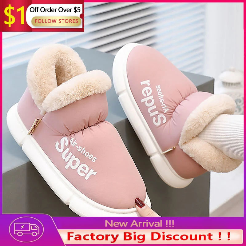 

Winter Toast Women Slippers Warm Plush Cotton Slippers Indoor Home Non-Slip Thick Sole Furry Shoes For Couples New 2023