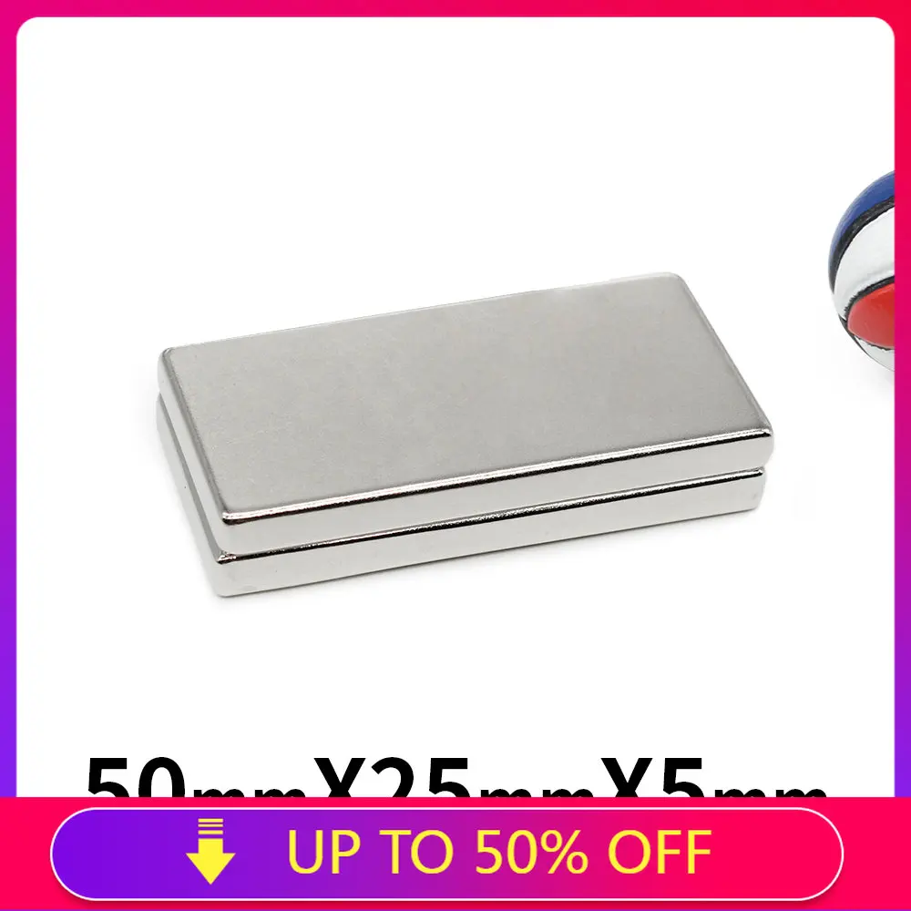 1/2/3/5/10PCS 50x25x5mm Big Block Rare Earth Magnet N35 Rectangular Strong Neodymium Magnet 50x25x5 Permanent Magnet 50*25*5
1/2/3/5/10PCS 50x25x5mm Big Block Rare Earth Magnet N35 Rectangular Strong Neodymium Magnet 50x25x5 Permanent Magnet 50*25*5