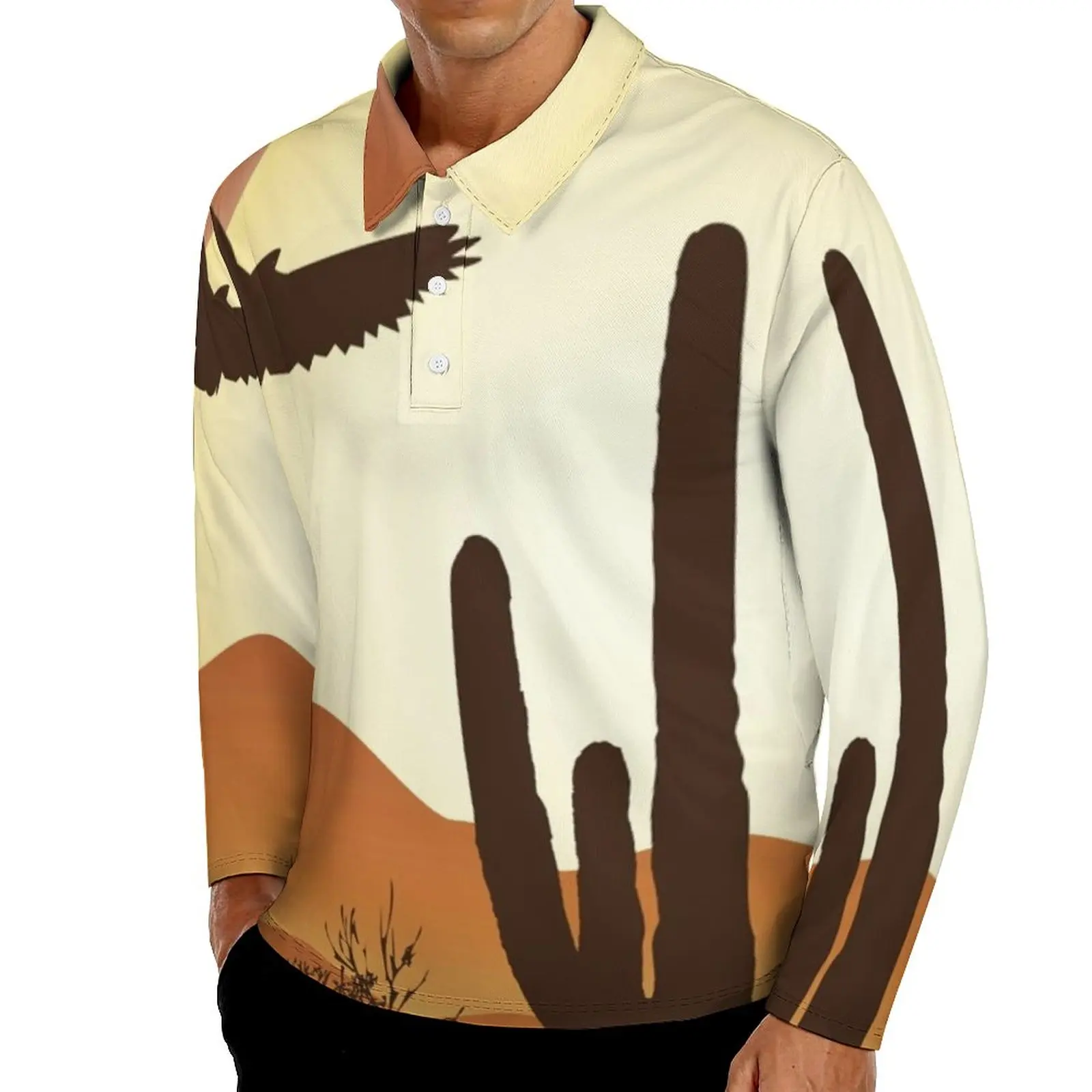 Повседневная рубашка-поло с длинным рукавом, с принтом кактуса и орла
Повседневная рубашка-поло с длинным рукавом, с принтом кактуса и орла