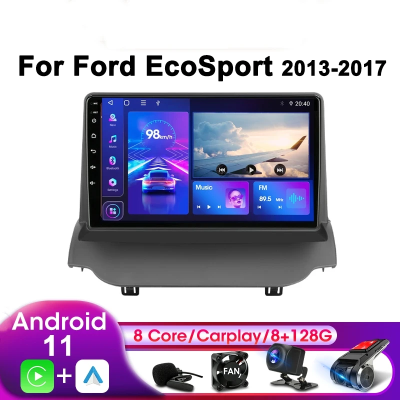 

2Din для Ford EcoSport 2013-2017 4G Android 11 автомобильное Стерео Радио мультимедийный видеоплеер навигация GPS головное устройство Carplay