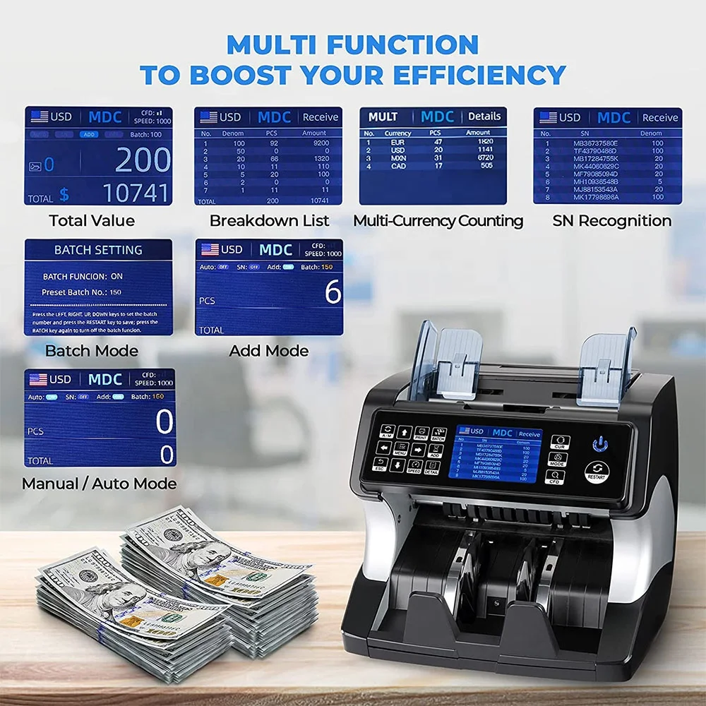 

Best Price Custom Denomination Sorting Bill Counting Machine Portable Cash Money Counter Mixed Money Counter