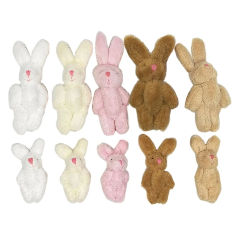 

5pcs 4.5cm 6cm 5-color Soft Mini Joint Rabbit Pendant Plush Bunny For Keychain