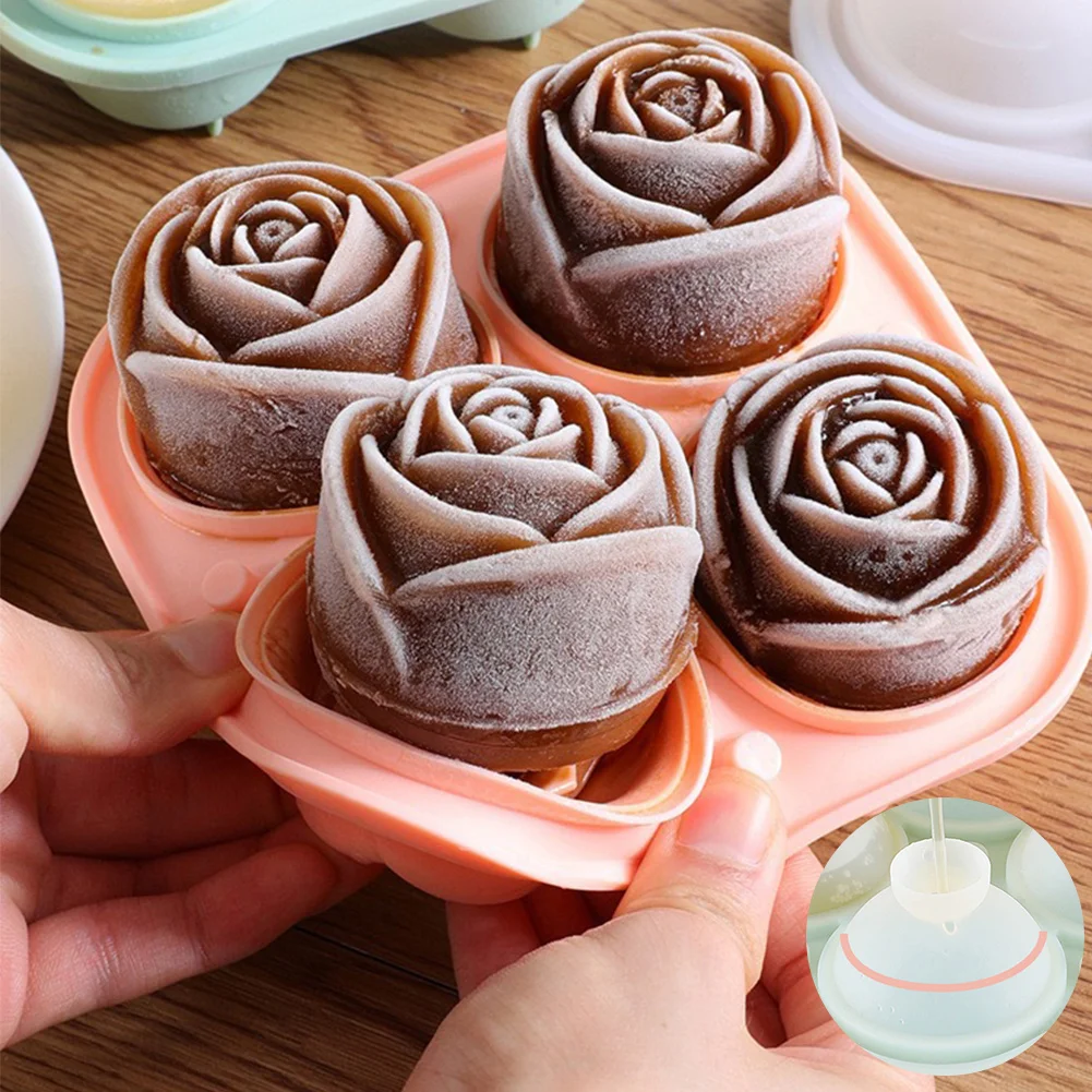 Silicone Molds for Ice Cube with Lid 4 Holes Rose Flower Shape Reusable Ice Cube Tray Kitchen Accessories Ice Cream Maker Tool
Silicone Molds for Ice Cube with Lid 4 Holes Rose Flower Shape Reusable Ice Cube Tray Kitchen Accessories Ice Cream Maker Tool