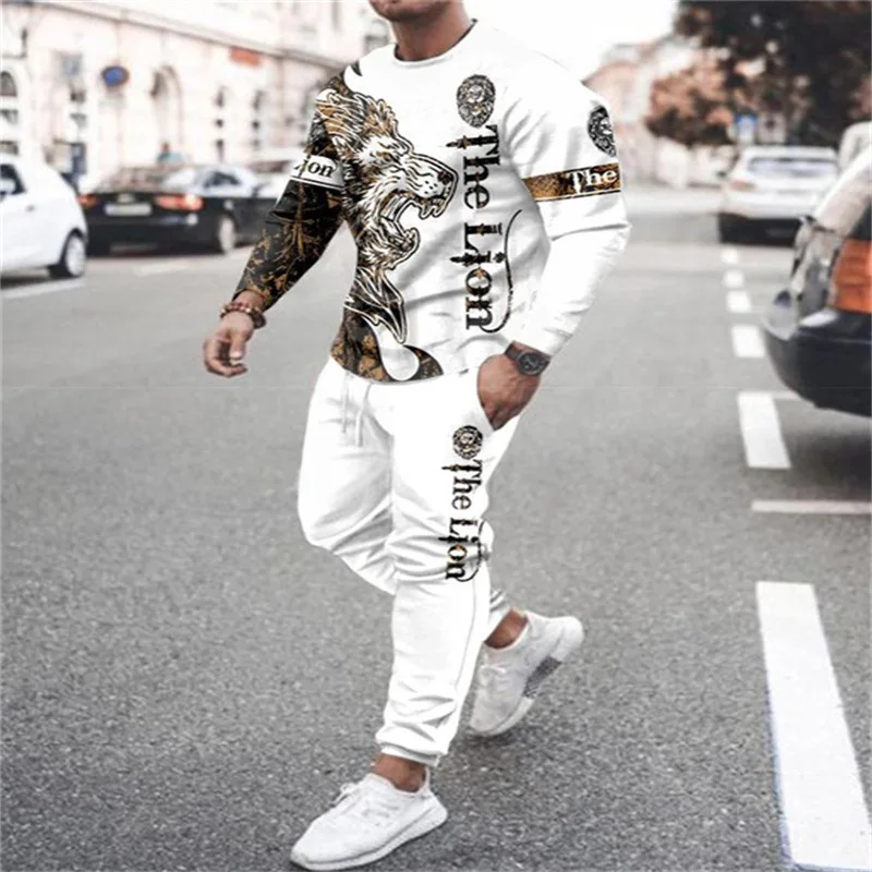 Men's casual sports suit 2-piece long sleeved T-shirt trousers suit casual fashion clothing urban men's street wear
Men's casual sports suit 2-piece long sleeved T-shirt trousers suit casual fashion clothing urban men's street wear