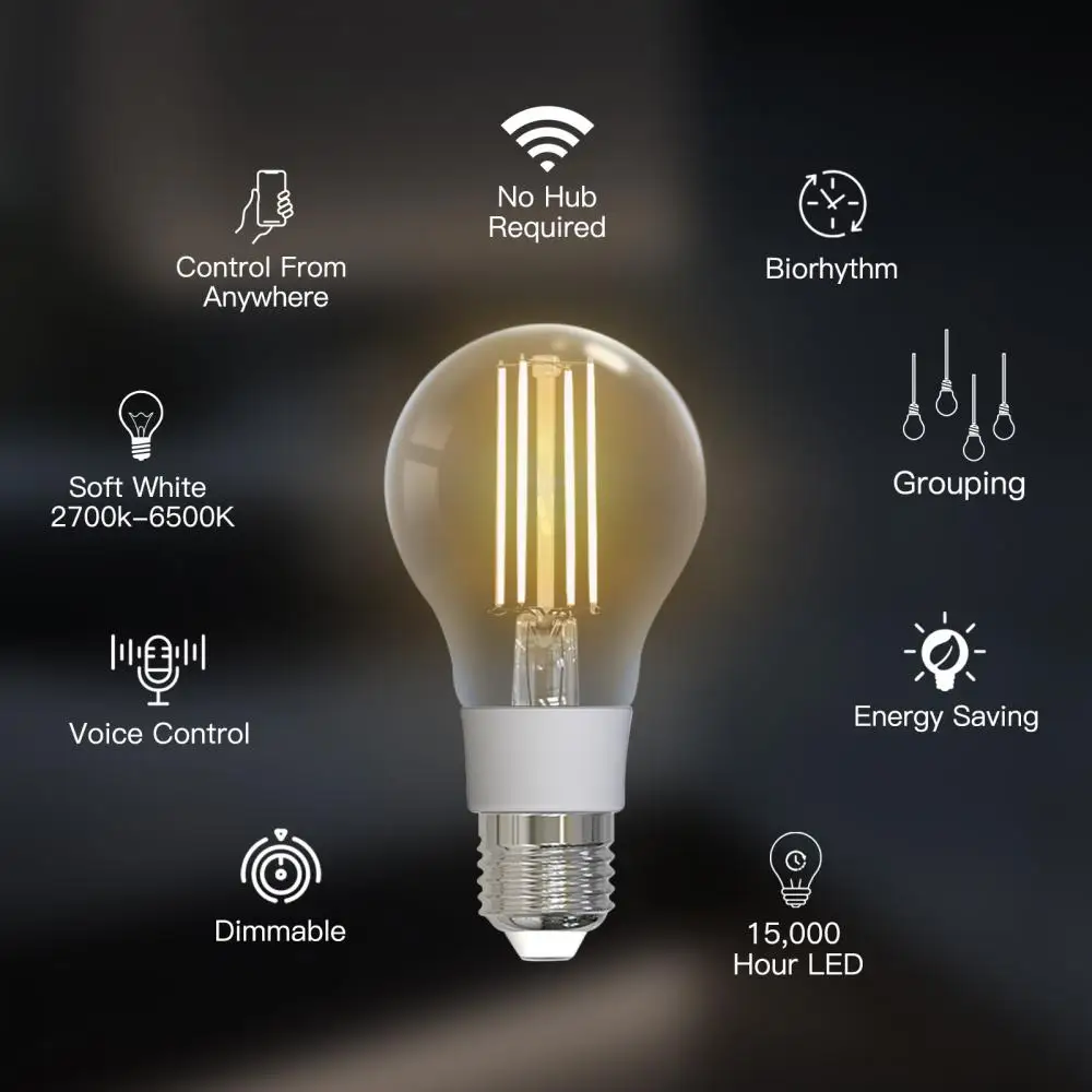 Voice Control Led Light Lamp Remote Control Vintage Style Tuya Wifi Smart Home Smart Filament Bulb
Voice Control Led Light Lamp Remote Control Vintage Style Tuya Wifi Smart Home Smart Filament Bulb