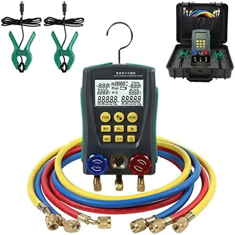 Gauges Digital HVAC Manifold Gauge Set for 93 Refrigerants AC Pressure Gauge Set R134A R22 R12 R410A R1234YF Home Car Automotive
Gauges Digital HVAC Manifold Gauge Set for 93 Refrigerants AC Pressure Gauge Set R134A R22 R12 R410A R1234YF Home Car Automotive