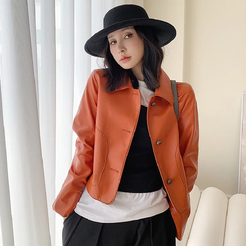 Korean Genuine Leather Lapel Coats Jackets Women Motorcycle Short Casual Real Sheepskin Fur Clothings 2022 New Spring Outwear
Korean Genuine Leather Lapel Coats Jackets Women Motorcycle Short Casual Real Sheepskin Fur Clothings 2022 New Spring Outwear