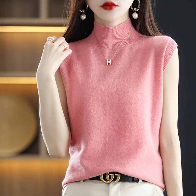 100% Wool Ladies Sleeveless Turtleneck Sweater Spring And Autumn Pullover Simple Loose Korean Style Fashion Wild Knitted Thin
100% Wool Ladies Sleeveless Turtleneck Sweater Spring And Autumn Pullover Simple Loose Korean Style Fashion Wild Knitted Thin
