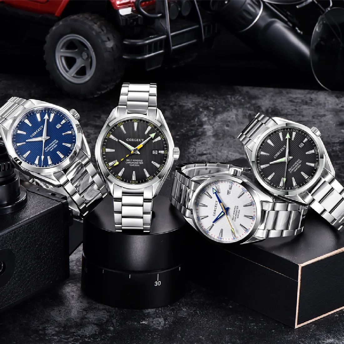 

��ѧ�� �ާ�ا�ܧڧ� Corgeut 41MM mens luxury Black dial MIYOTA Automatic Mechanical Date Sapphire crystal SS Luminous wrist watch men