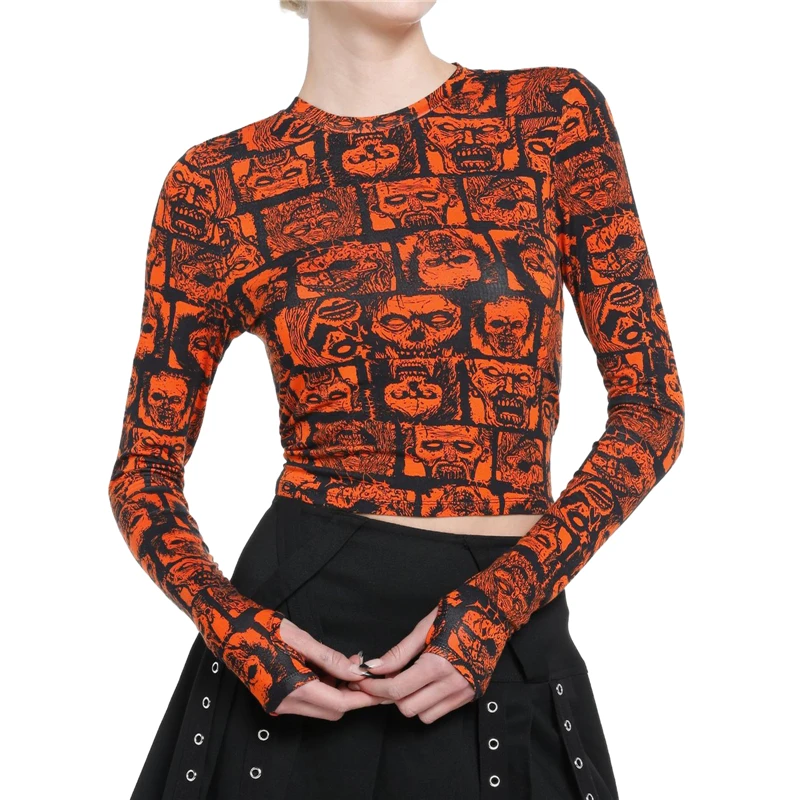 Zombie y2k Crop Top Women Halloween Costume Round Neck Long Sleeve T Shirts Gothic Punk Baby Tee 2000s Clothes Casual Streetwear
Zombie y2k Crop Top Women Halloween Costume Round Neck Long Sleeve T Shirts Gothic Punk Baby Tee 2000s Clothes Casual Streetwear