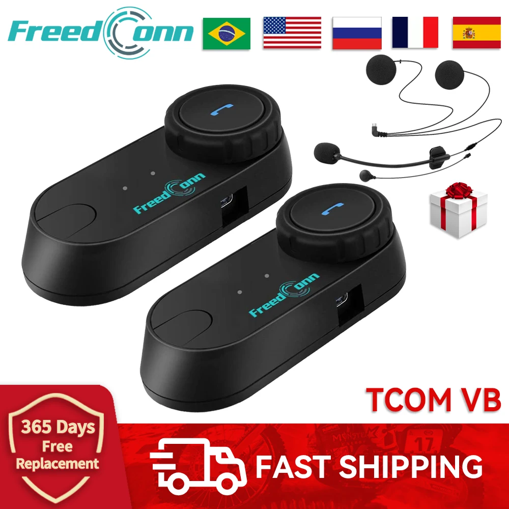 

FreedConn T-COM VB Motorcycle Intercom Helmet Bluetooth Headset Soft Hard Microphone FM Music Sharing Communicator Waterproof