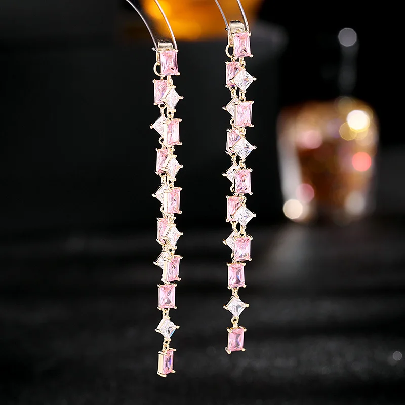 Geometric Super Flash Rectangular Zircon Dangle Earrings Long Detachable Two Wear Method Tassel Earrings Banquet Dress Matching
Geometric Super Flash Rectangular Zircon Dangle Earrings Long Detachable Two Wear Method Tassel Earrings Banquet Dress Matching