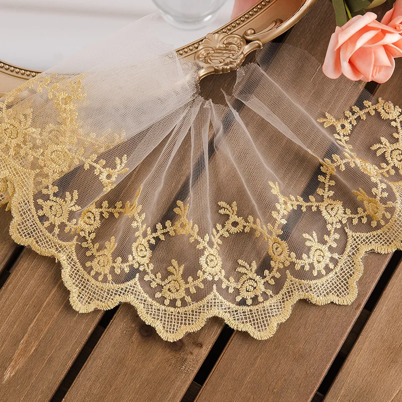 14 ярдов вышивка с золотой нитью Тюлевая кружевная отделка, отделка с золотой цветочной каймой для кукольного платья, поделки «сделай сам», платье, подол, костюм Лолиты
14 ярдов вышивка с золотой нитью Тюлевая кружевная отделка, отделка с золотой цветочной каймой для кукольного платья, поделки «сделай сам», платье, подол, костюм Лолиты