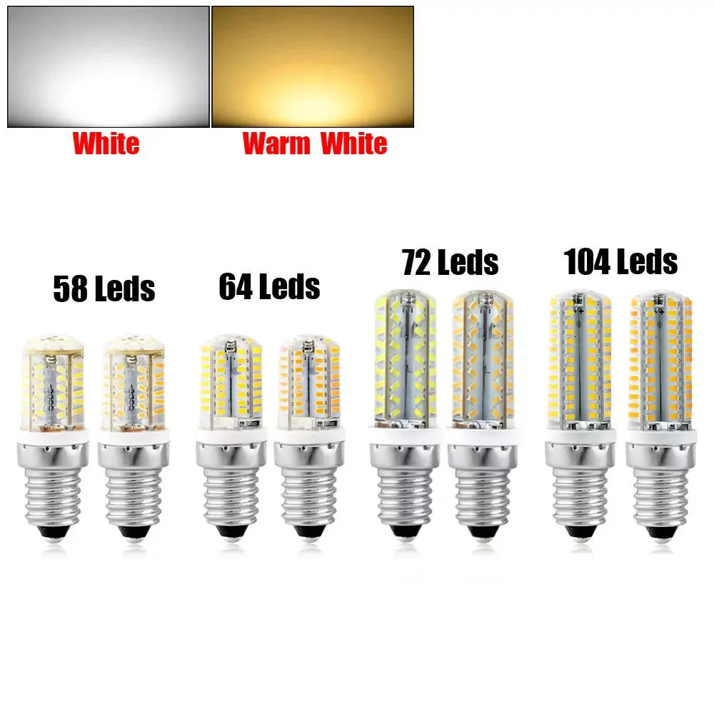 AC 220V Ultra Bright Lamp 58 64 104LEDs E14 3104SMD Cool Warm White Highlight LED Corn Bulbs Chandelier Light For Home Lighting
AC 220V Ultra Bright Lamp 58 64 104LEDs E14 3104SMD Cool Warm White Highlight LED Corn Bulbs Chandelier Light For Home Lighting